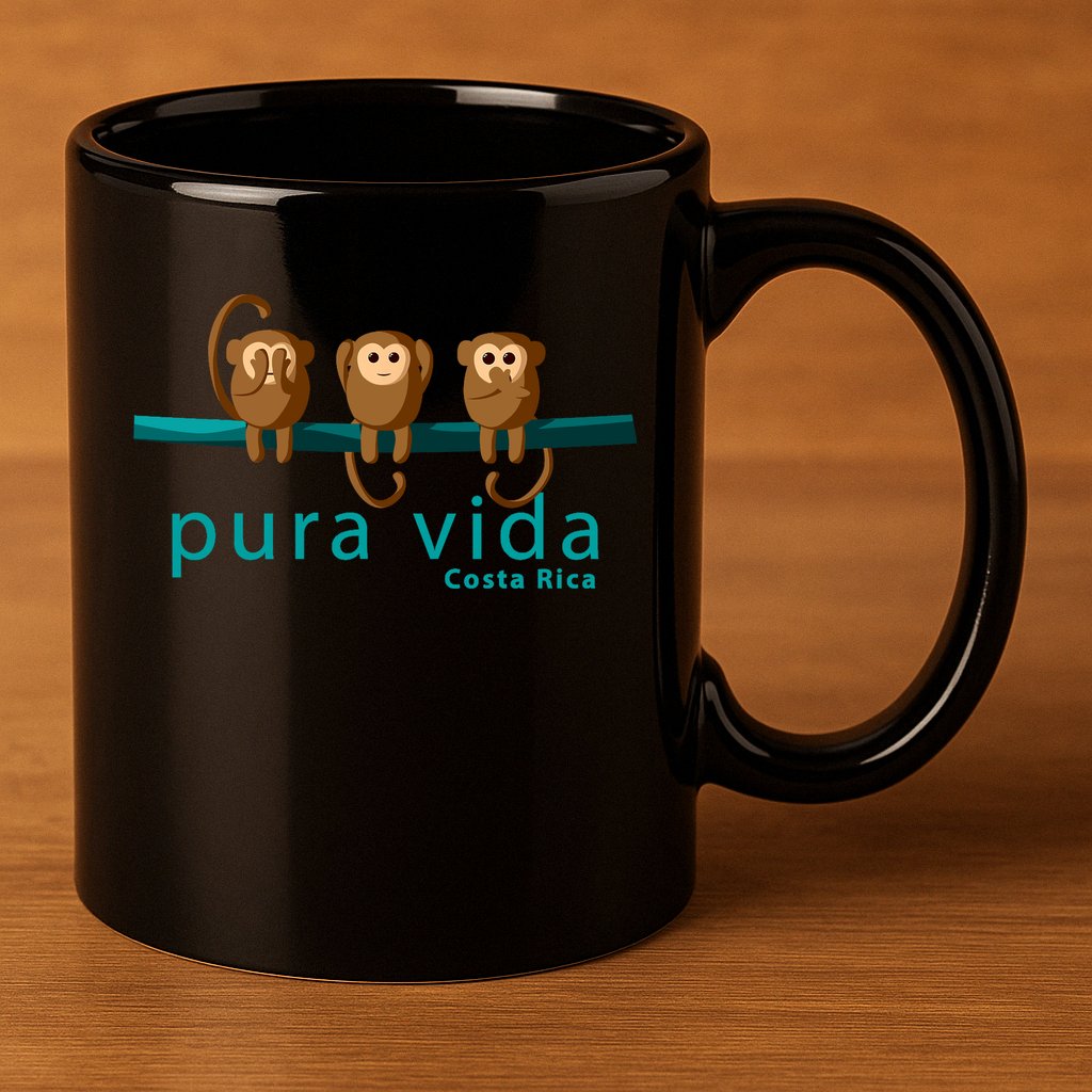 Pura Vida Monkeys Costa Rica 11oz C Handle Ceramic Mug