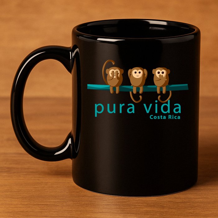 Pura Vida Monkeys Costa Rica 11oz C Handle Ceramic Mug