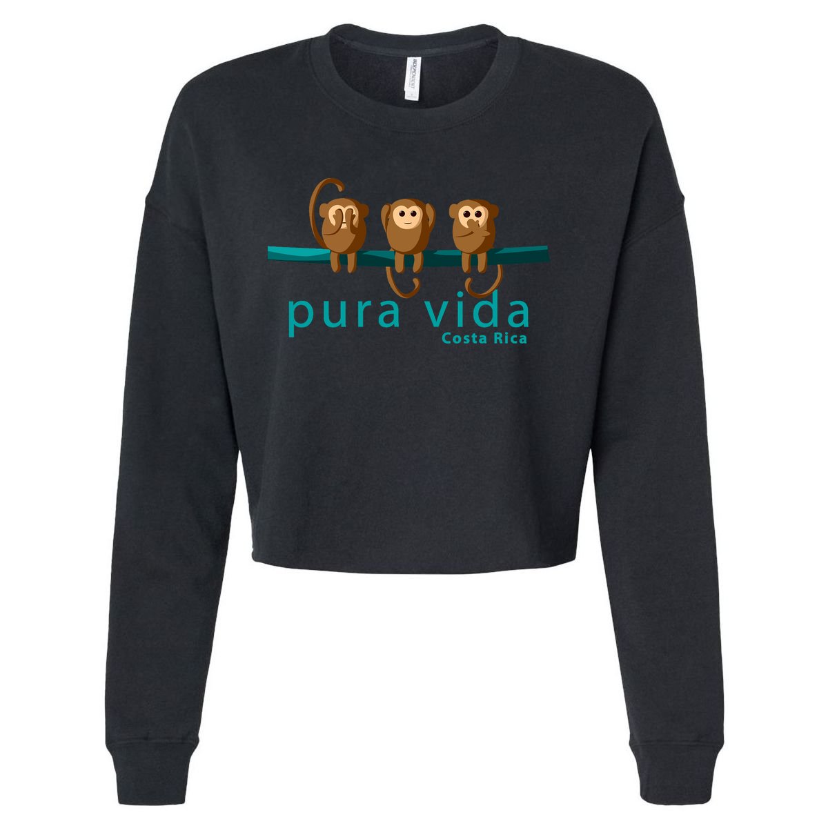 Pura Vida Monkeys Costa Rica Cropped Pullover Crew
