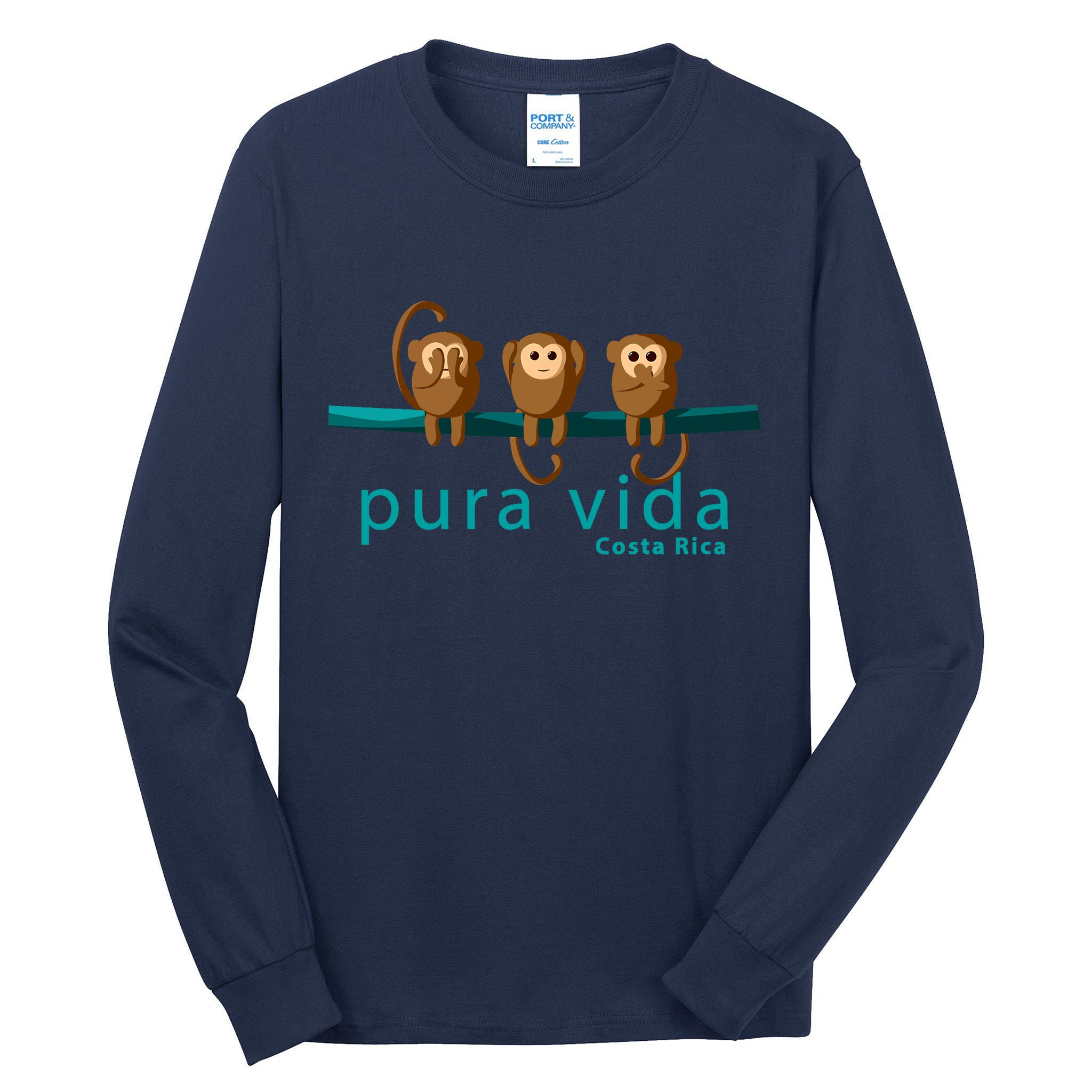 Pura Vida Monkeys Costa Rica Tall Long Sleeve T-Shirt