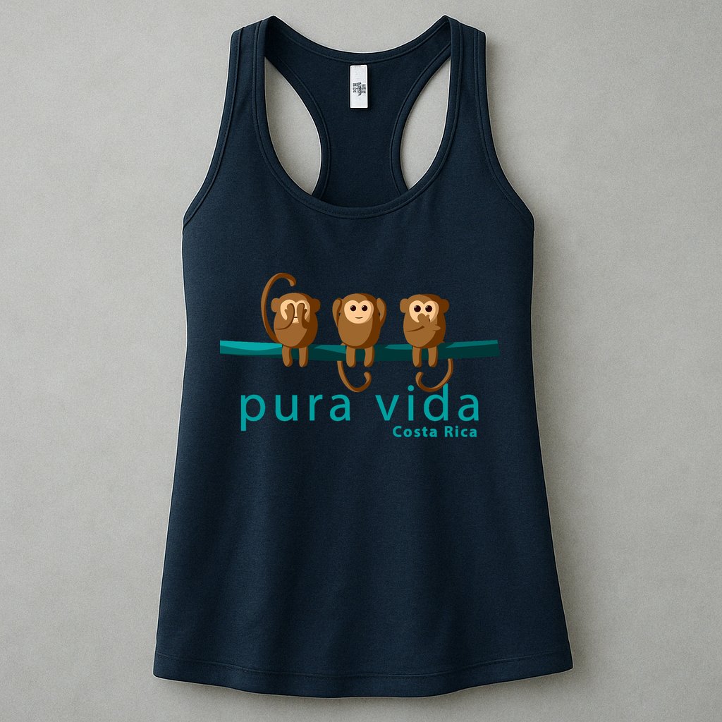 Pura Vida Monkeys Costa Rica Womens Tank Top
