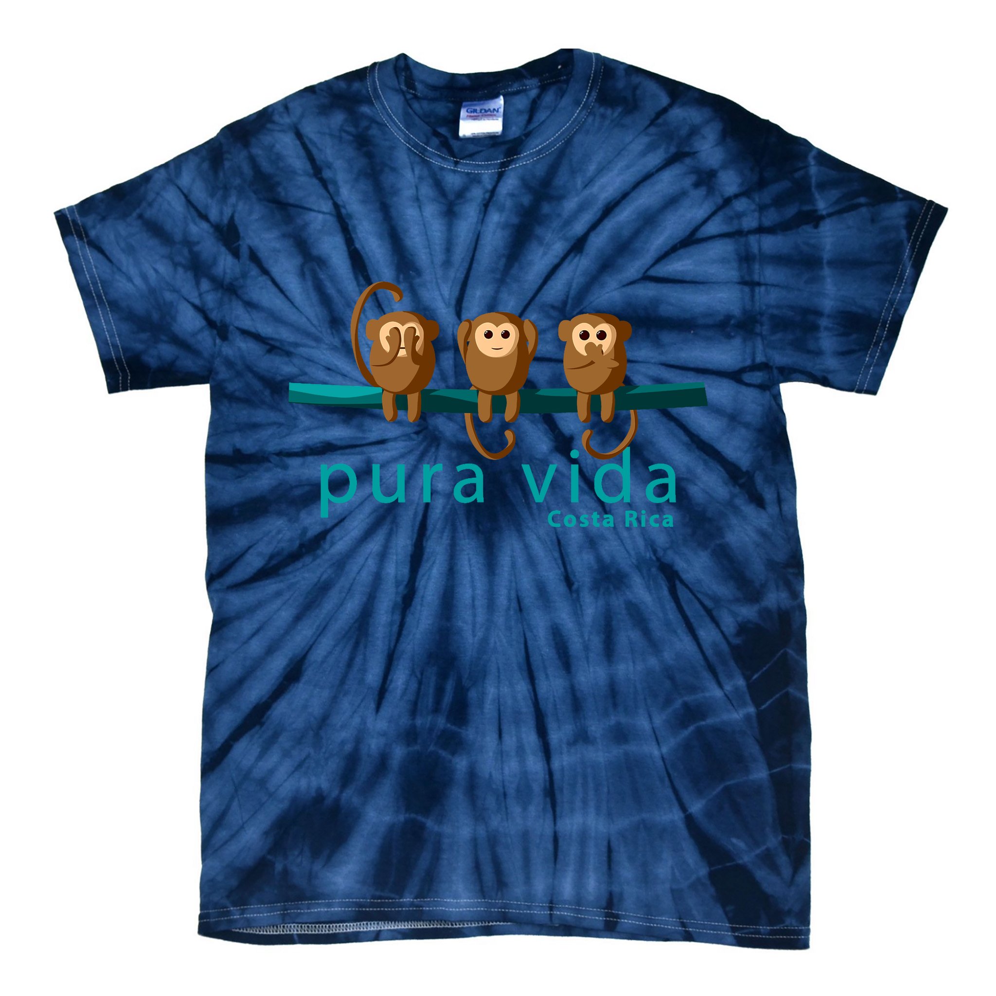 Pura Vida Monkeys Costa Rica Tie-Dye T-Shirt