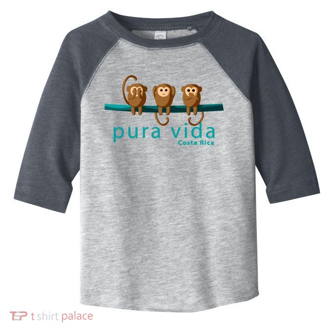 Pura Vida Monkeys Costa Rica Toddler Fine Jersey T-Shirt