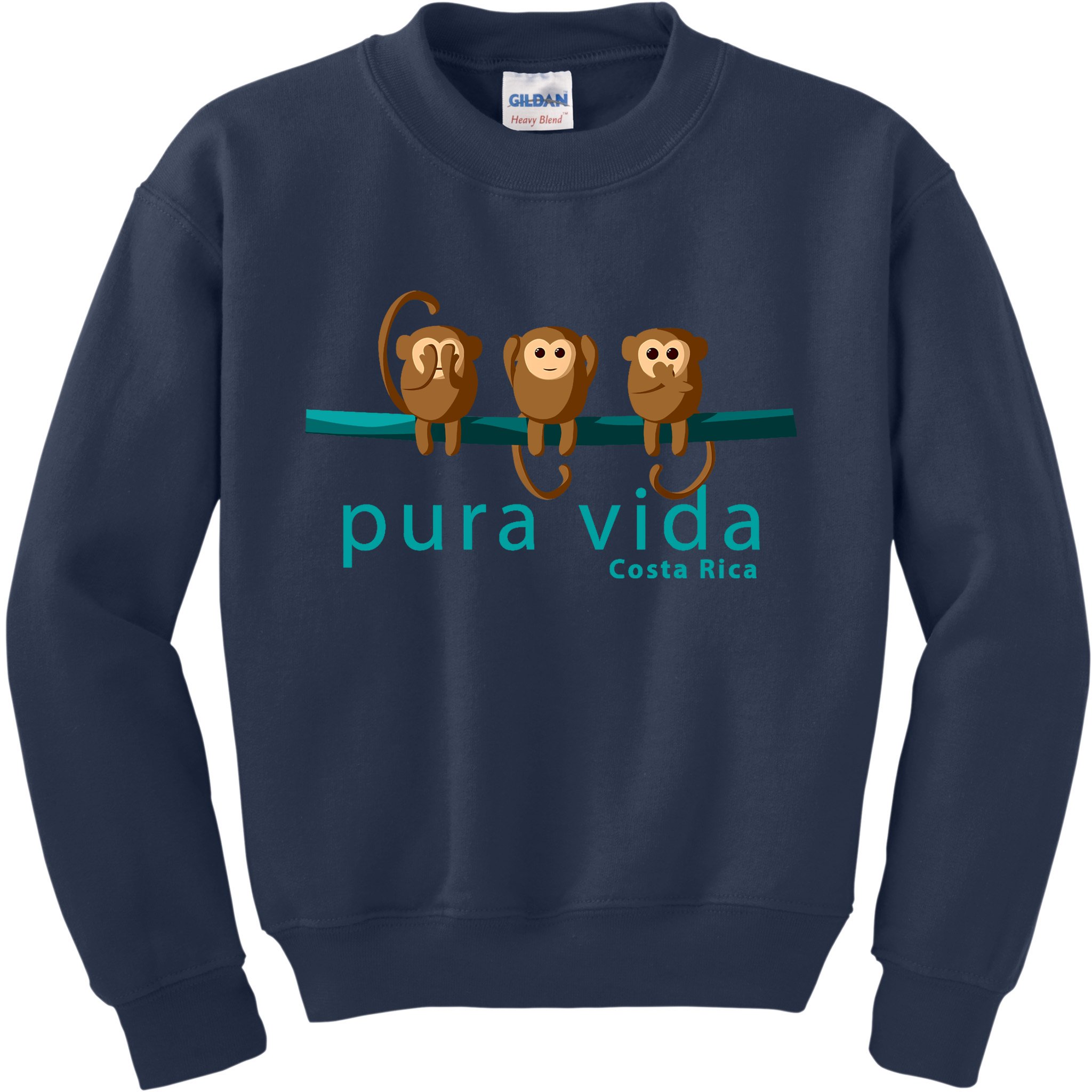 Pura Vida Monkeys Costa Rica Kids Sweatshirt