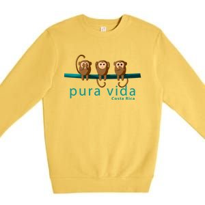 Pura Vida Monkeys Costa Rica Gift Premium Crewneck Sweatshirt