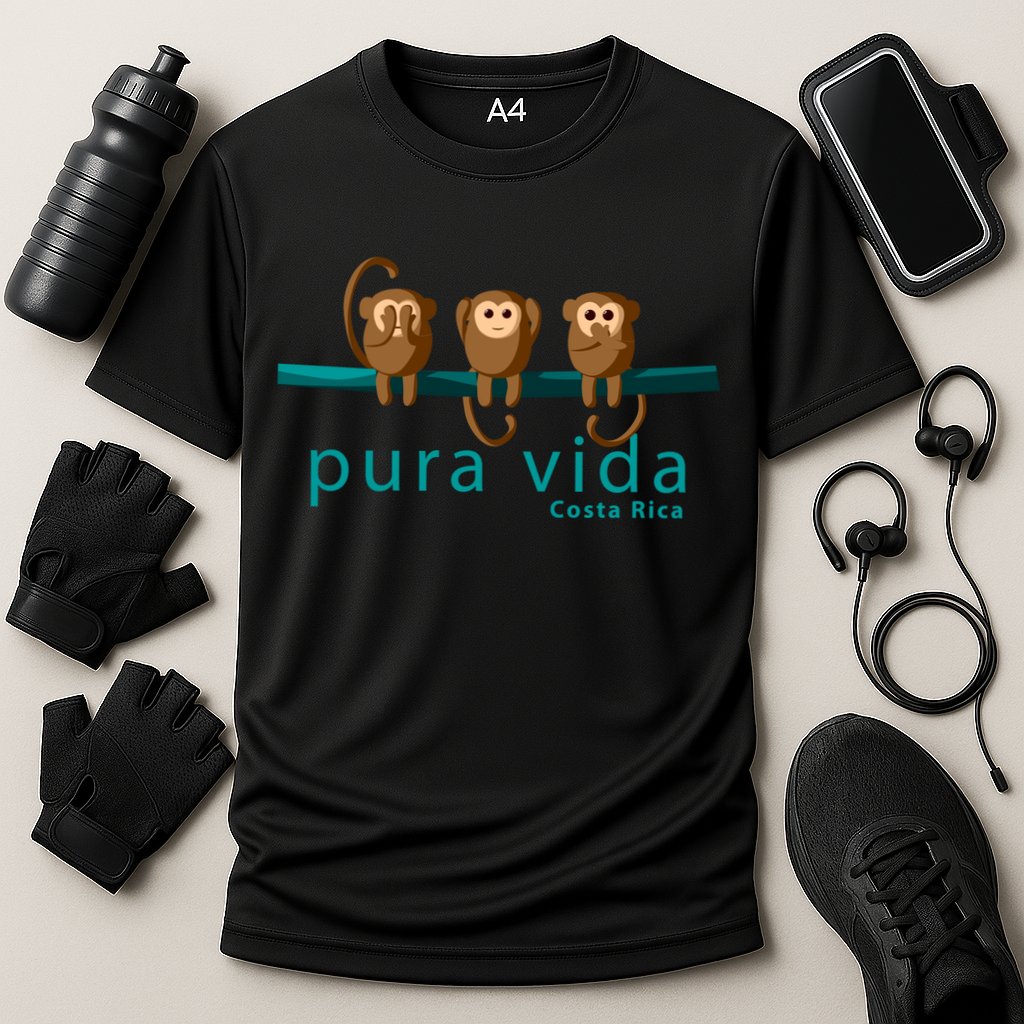 Pura Vida Monkeys Costa Rica Gift Cooling Performance Crew T-Shirt