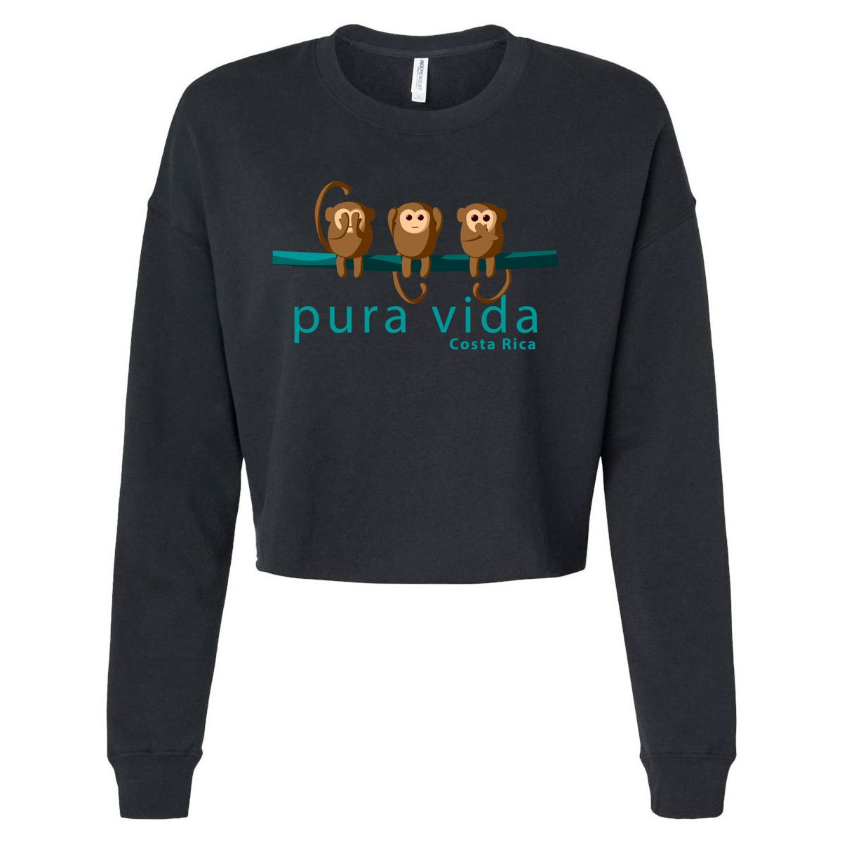 Pura Vida Monkeys Costa Rica Gift Cropped Pullover Crew