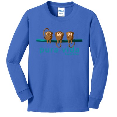 Pura Vida Monkeys Costa Rica Gift Kids Long Sleeve Shirt