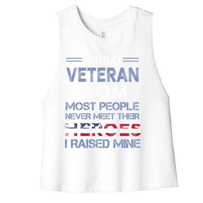 Proud Veteran Mom Mothers Day Gift I Raised My Hero Soldier Gift Women's Racerback Cropped Tank