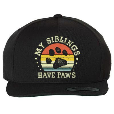 Ph Vintage My Siblings Have Paws Funny Dog Mom Sayings Wool Snapback Cap