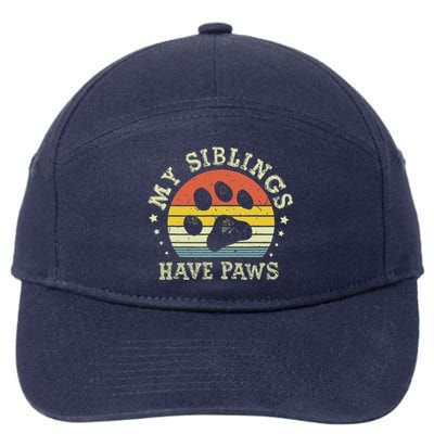 Ph Vintage My Siblings Have Paws Funny Dog Mom Sayings 7-Panel Snapback Hat