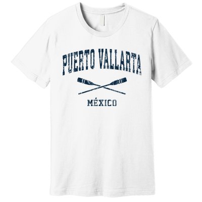 Puerto Vallarta Mexico Vintage Nautical Paddles Premium T-Shirt