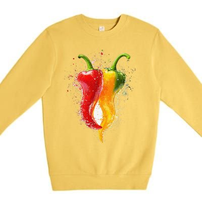 Pepper Vegetable Motif Garden Pepper Premium Crewneck Sweatshirt