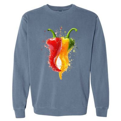 Pepper Vegetable Motif Garden Pepper Garment-Dyed Sweatshirt