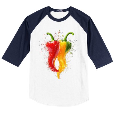 Pepper Vegetable Motif Garden Pepper Baseball Sleeve Shirt