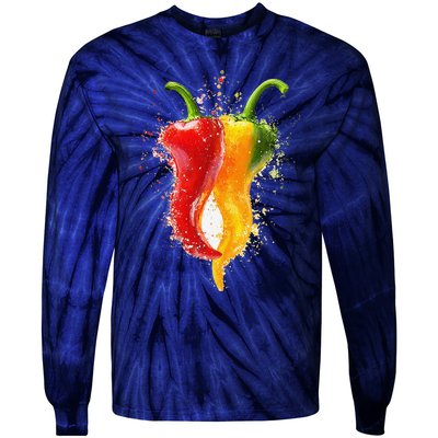 Pepper Vegetable Motif Garden Pepper Tie-Dye Long Sleeve Shirt