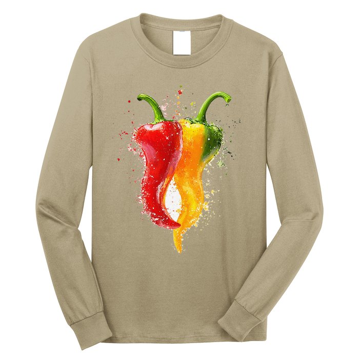 Pepper Vegetable Motif Garden Pepper Long Sleeve Shirt