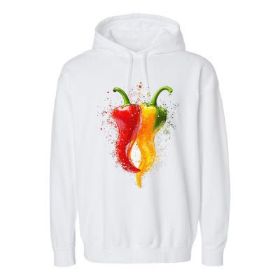 Pepper Vegetable Motif Garden Pepper Garment-Dyed Fleece Hoodie