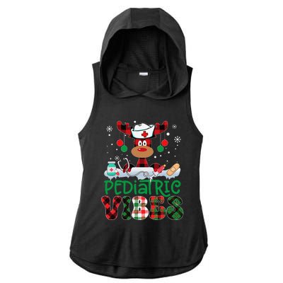 Pediatric Vibes Nurse Buffalo Red Plaid Reindeer Christmas Ladies PosiCharge Tri-Blend Wicking Draft Hoodie Tank