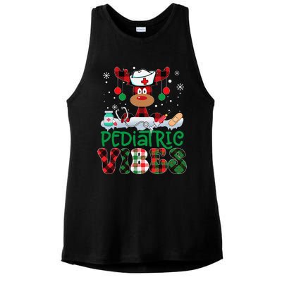 Pediatric Vibes Nurse Buffalo Red Plaid Reindeer Christmas Ladies PosiCharge Tri-Blend Wicking Tank