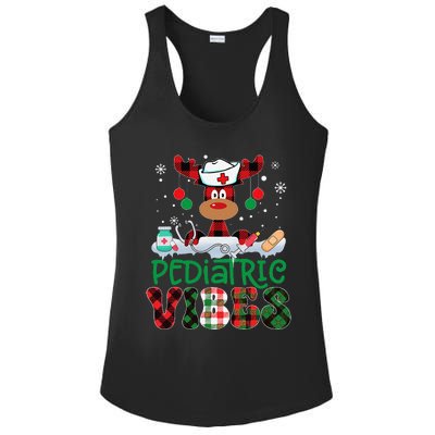 Pediatric Vibes Nurse Buffalo Red Plaid Reindeer Christmas Ladies PosiCharge Competitor Racerback Tank