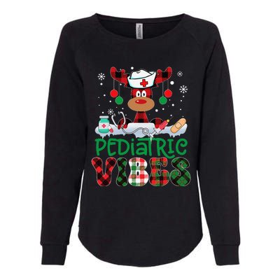 Pediatric Vibes Nurse Buffalo Red Plaid Reindeer Christmas Womens California Wash Sweatshirt