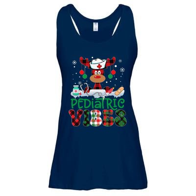 Pediatric Vibes Nurse Buffalo Red Plaid Reindeer Christmas Ladies Essential Flowy Tank