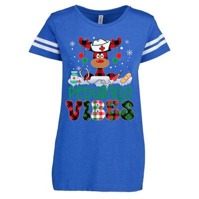 Pediatric Vibes Nurse Buffalo Red Plaid Reindeer Christmas Enza Ladies Jersey Football T-Shirt