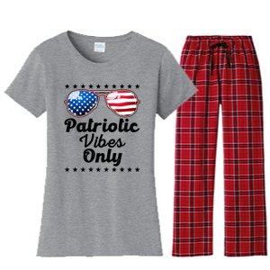 Patriotic Vibes Only 4th Of July Usa America Gift Women's Flannel Pajama Set