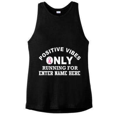 Positives Vibes Only Custom Name Breast Cancer Ladies PosiCharge Tri-Blend Wicking Tank