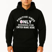 Positives Vibes Only Custom Name Breast Cancer Hoodie