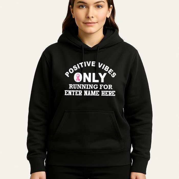 Positives Vibes Only Custom Name Breast Cancer Hoodie