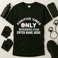 Positives Vibes Only Custom Name Breast Cancer T-Shirt