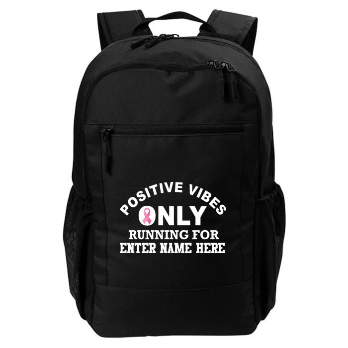 Positives Vibes Only Custom Name Breast Cancer Backpack