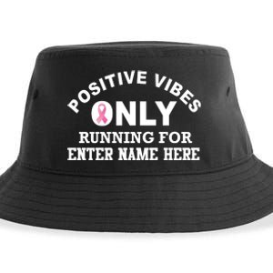 Positives Vibes Only Custom Name Breast Cancer Sustainable Bucket Hat