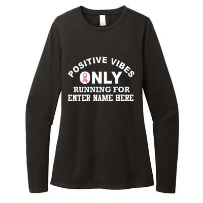 Positives Vibes Only Custom Name Breast Cancer Womens CVC Long Sleeve Shirt