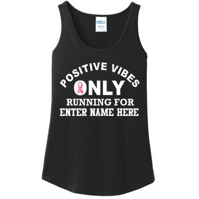 Positives Vibes Only Custom Name Breast Cancer Ladies Essential Tank