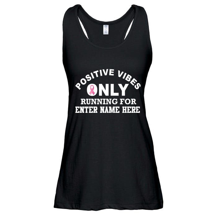 Positives Vibes Only Custom Name Breast Cancer Ladies Essential Flowy Tank