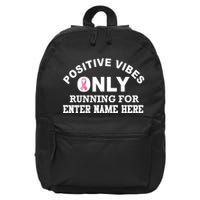 Positives Vibes Only Custom Name Breast Cancer 16 in Basic Backpack