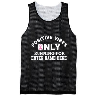 Positives Vibes Only Custom Name Breast Cancer Mesh Reversible Basketball Jersey Tank