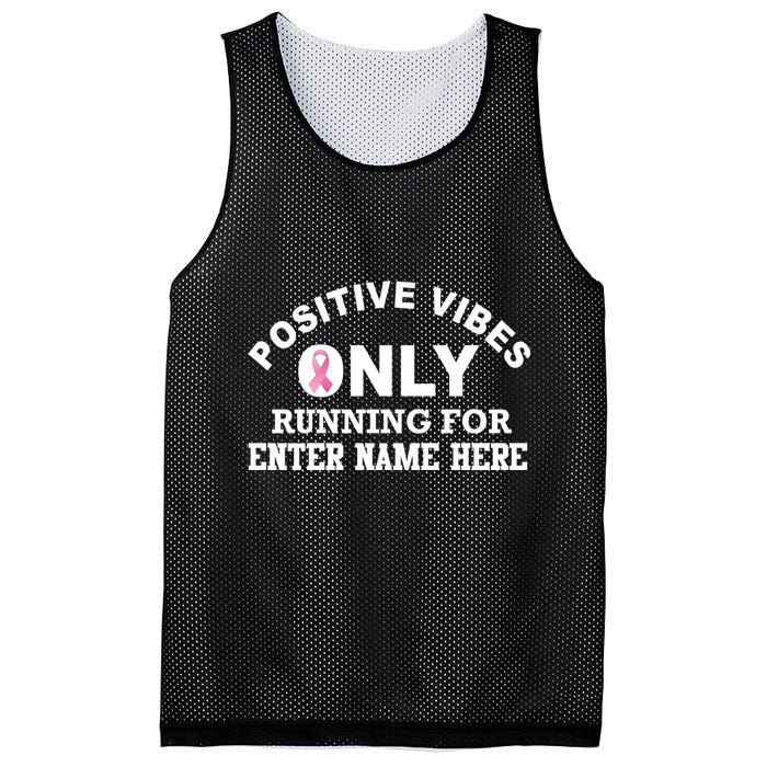 Positives Vibes Only Custom Name Breast Cancer Mesh Reversible Basketball Jersey Tank