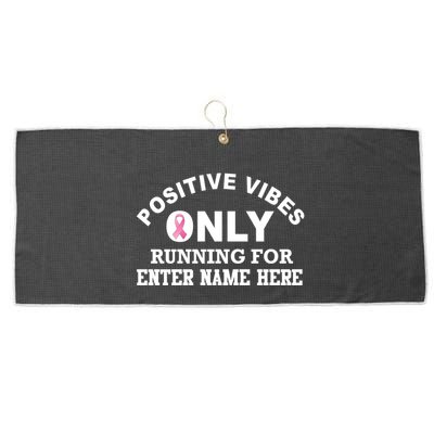 Positives Vibes Only Custom Name Breast Cancer Large Microfiber Waffle Golf Towel