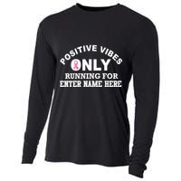 Positives Vibes Only Custom Name Breast Cancer Cooling Performance Long Sleeve Crew