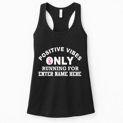 Positives Vibes Only Custom Name Breast Cancer Womens Tank Top