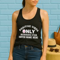 Positives Vibes Only Custom Name Breast Cancer Womens Tank Top