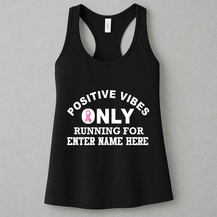 Positives Vibes Only Custom Name Breast Cancer Womens Tank Top