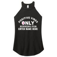 Positives Vibes Only Custom Name Breast Cancer Women's Perfect Tri Rocker Tank
