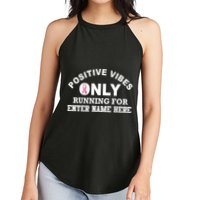 Positives Vibes Only Custom Name Breast Cancer Women's Perfect Tri Rocker Tank