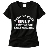 Positives Vibes Only Custom Name Breast Cancer Womens T-Shirt