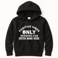 Positives Vibes Only Custom Name Breast Cancer Kids Hoodie